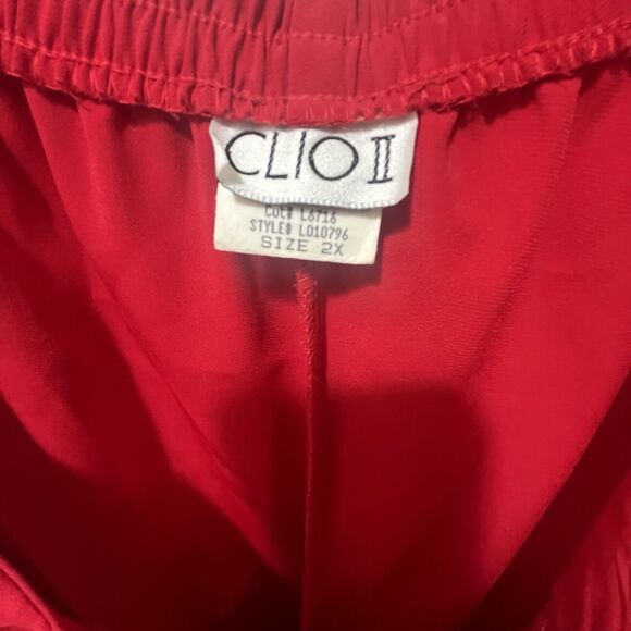 Clio Red Polyester Pull-on Pants, Womens Plus Size 2X - Picture 2 of 4